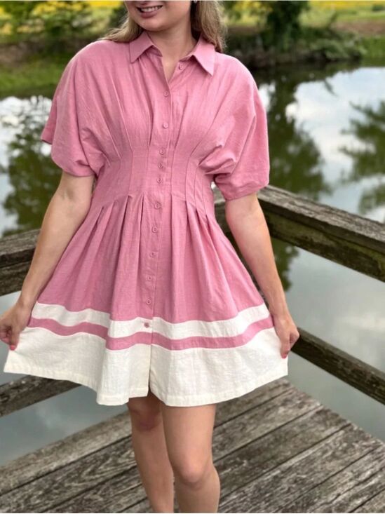 Umgee Dresses & Skirts - Daphne Pink Collared Dress